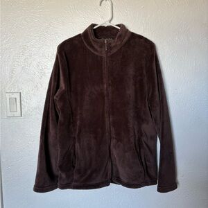 Women's Cozy Brown Fleece Jacket size Large